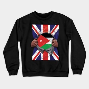 Jordan Flag Great Britain Flag Ripped - Gift for Jordanian From Jordan Crewneck Sweatshirt